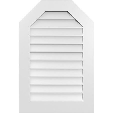 Ekena Millwork Octagonal Top Surface Mount PVC Gable Vent w/ 3-1/2"W x 1"P Standard Frame, 24"W x 36"H GVPOT24X3601SN